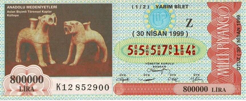 30 Nisan 1999 (Z) Aslan Biçimli Törensel Kaplar Kültepe (12) Yarım Bilet PYB5618 - 1