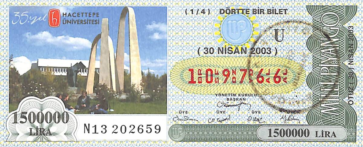 30 Nisan 2003 Piyango Bileti Dörtte Bir Bilet PYB6734 - 1