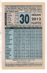 30 Nisan 2012 Takvim Yaprağı EFM(N)1931 - 2