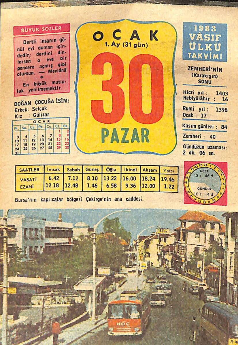30 Ocak 1983 Takvim Yaprağı - Doğum Günü Hediyesi EFMN15080 - 1