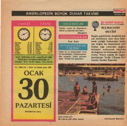 30 Ocak 1984 Takvim Yaprağı EFM(N)4645 - Gökçekoleksiyon
