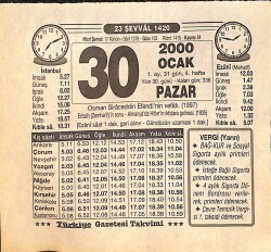 30 Ocak 2000 Takvim Yaprağı - Doğum Günü Hediyesi EFM(N)13215 - Gökçekoleksiyon