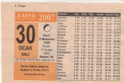 30 Ocak 2007 Takvim Yaprağı EFM(N)5117 - Gökçekoleksiyon