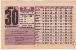 30 Ocak 2008 Takvim Yaprağı EFM(N)4955 - Gökçekoleksiyon