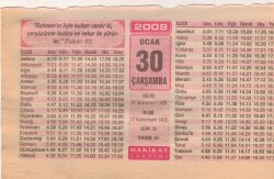 30 Ocak 2008 Takvim Yaprağı EFM(N)5017 - Gökçekoleksiyon