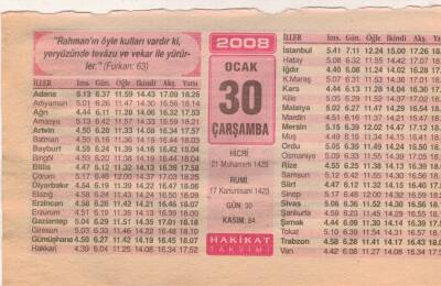 30 Ocak 2008 Takvim Yaprağı EFM(N)5017 - 1