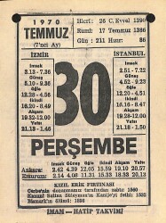 30 Temmuz 1970 Takvim Yaprağı - Doğum Günü Hediyesi EFM(N)12501 - Gökçekoleksiyon