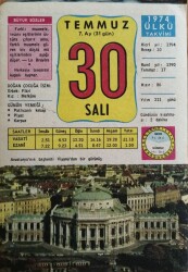 30 Temmuz 1974 Takvim Yaprağı - Doğum Günü Hediyesi EFM(N)9432 - Gökçekoleksiyon