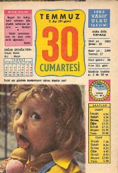 30 Temmuz 1983 Takvim Yaprağı - Doğum Günü Hediyesi EFM(N)9055 - Gökçekoleksiyon