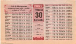30 Temmuz 2008 Takvim Yaprağı EFM(N)2196 - 1