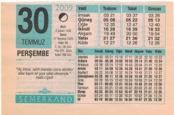30 Temmuz 2009 Takvim Yaprağı EFM(N)2197 - 2
