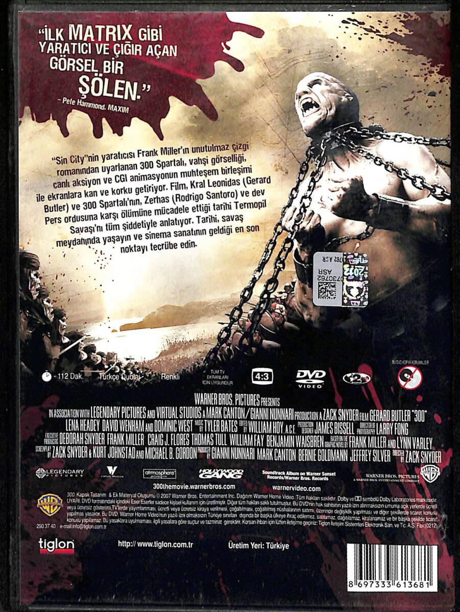 300 Spartalı – Orijinal DVD (İkinci El) * Gerard Butler, Lena Headey, David Wenham, Rodrigo Santoro – 2006 * DVD3005 - 2