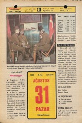 31 Ağustos 1980 Takvim Yaprağı - Doğum Günü Hediyesi EFM(N)9585 - Gökçekoleksiyon