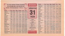 31 Ağustos 2008 Takvim Yaprağı EFM(N)2580 - 2