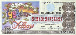 31 Aralık 1982 Piyango Bileti Çeyrek Bilet PYB6470 - Gökçekoleksiyon