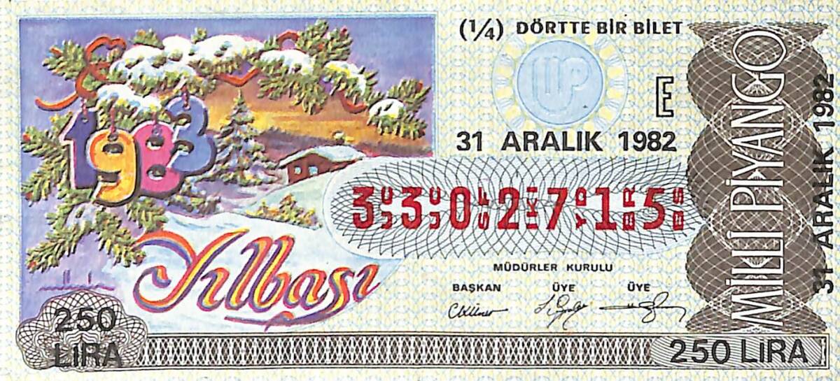 31 Aralık 1982 Piyango Bileti Çeyrek Bilet PYB6470 - 1