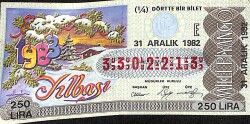 31 Aralık 1982 Piyango Bileti Çeyrek Bilet PYB6500 - Gökçekoleksiyon