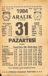 31 Aralık 1984 Takvim Yaprağı - Doğum Günü Hediyesi EFMN14493 - Gökçekoleksiyon