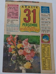 31 Aralık 1987 Takvim Yaprağı - Doğum Günü Hediyesi EFM(N)6941 - Gökçekoleksiyon