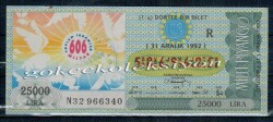 31 Aralık 1992 Dörtte Bir Bilet PYB1977 - Gökçekoleksiyon