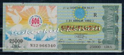 31 Aralık 1992 Dörtte Bir Bilet PYB1977 - 1