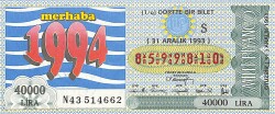 31 Aralık 1993 Piyango Bileti Dörtte Bir Bilet PYB6549 - Gökçekoleksiyon