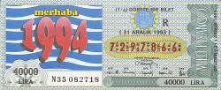 31 Aralık 1993 Piyango Bileti Dörtte Bir Bilet PYB6598 - Gökçekoleksiyon