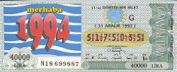 31 Aralık 1993 Piyango Bileti Dörtte Bir Bilet PYB6633 - Gökçekoleksiyon