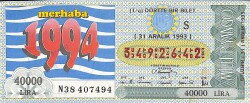 31 Aralık 1993 Piyango Bileti Dörtte Bir Bilet PYB6752 - Gökçekoleksiyon