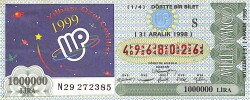 31 Aralık 1998 Piyango Bileti Dörtte Bir Bilet PYB6746 - Gökçekoleksiyon
