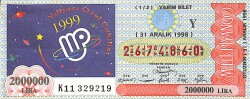 31 Aralık 1998 Piyango Bileti Yarım Bilet PYB6785 - Gökçekoleksiyon