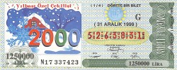 31 Aralık 1999 Piyango Bileti Dörtte Bir Bilet PYB6531 - Gökçekoleksiyon
