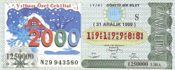 31 Aralık 1999 Piyango Bileti Dörtte Bir Bilet PYB6532 - Gökçekoleksiyon