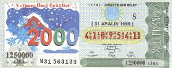 31 Aralık 1999 Piyango Bileti Dörtte Bir Bilet PYB6533 - Gökçekoleksiyon