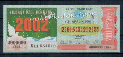 31 Aralık 2001 Yarım Bilet PYB1963 - 1