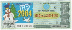 31 Aralık 2003 Çeyrek Bilet PYB3633 - Gökçekoleksiyon
