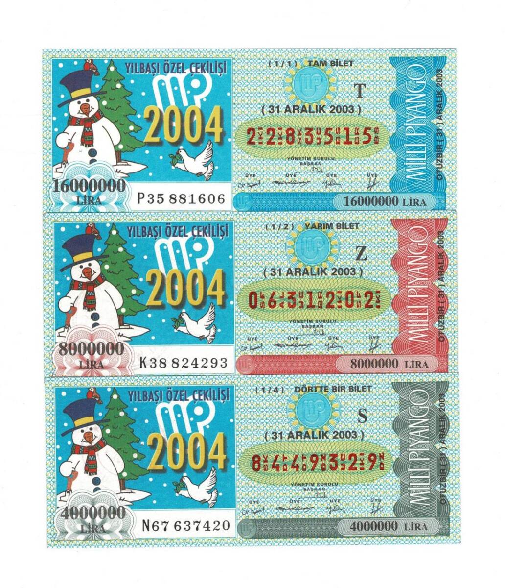 31 Aralık 2003 Çeyrek , Yarım ve Tam Bilet T-Z-S PYB4423 - 1