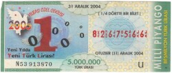 31 Aralık 2004 Çeyrek Bilet PYB3612 - Gökçekoleksiyon