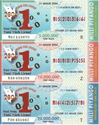 31 Aralık 2004 Çeyrek, Yarım, Tam Bilet R-Z-T PYB5727 - Gökçekoleksiyon