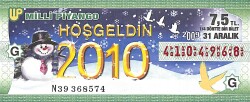 31 Aralık 2009 Piyango Bileti Dörtte Bir Bilet PYB6688 - Gökçekoleksiyon