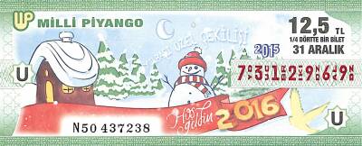 31 Aralık 2015 Piyango Bileti Çeyrek Bilet PYB6069 - 1