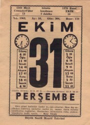 31 Ekim 1963 Takvim Yaprağı EFM(N)3584 - 3