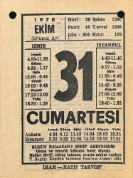 31 Ekim 1970 Takvim Yaprağı - Doğum Günü Hediyesi EFM(N)10561 - 4
