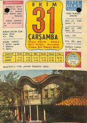 31 Ekim 1973 Takvim Yaprağı - Doğum Günü Hediyesi EFM(N)11747 - Gökçekoleksiyon