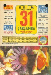 31 Ekim 1979 Takvim Yaprağı - Doğum Günü Hediyesi EFM(N)11758 - Gökçekoleksiyon