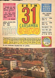 31 Ekim 1984 Takvim Yaprağı - Doğum Günü Hediyesi EFMN14809 - Gökçekoleksiyon