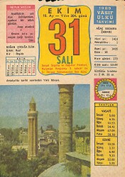 31 Ekim 1989 Takvim Yaprağı - Doğum Günü Hediyesi EFMN13652 - Gökçekoleksiyon