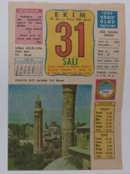 31 Ekim 1989 Takvim Yaprağı - Doğum Günü Hediyesi EFM(N)6631 - Gökçekoleksiyon