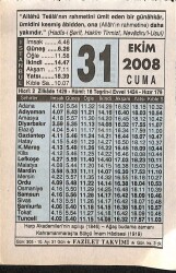 31 Ekim 2008 Takvim Yaprağı - Doğum Günü Hediyesi EFM(N)10673 - 4