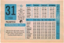 31 Ekim 2011 Takvim Yaprağı EFM(N)1349 - 4
